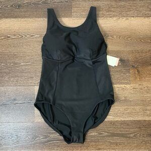 Calia high support one piece swimsuit pure black rib 10 NWT